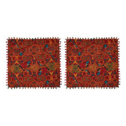 Living And Home Set Of Two Exotic-Style Faux Linen Double-Sided Pattern Throw Pillows, 45Cm (W) X 45Cm (D) - thumbnail 8