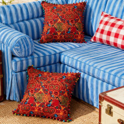 Living And Home Set Of Two Exotic-Style Faux Linen Double-Sided Pattern Throw Pillows, 45Cm (W) X 45Cm (D) - thumbnail 2