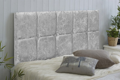 "Adore Designs Monaco Crushed Velvet 6Ft Super King 20"" Headboard -  Silver"