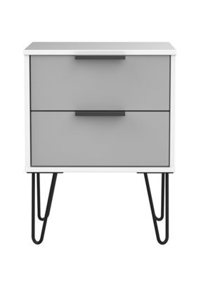 Osaka 2 Drawer Compact Bedside Cabinet In Grey & White (Ready Assembled) - image 1