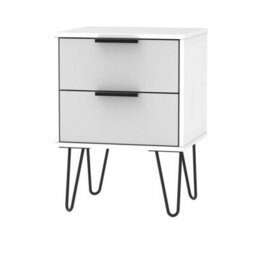 Osaka 2 Drawer Compact Bedside Cabinet In Grey & White (Ready Assembled) - thumbnail 2
