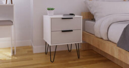 Osaka 2 Drawer Compact Bedside Cabinet In Grey & White (Ready Assembled) - thumbnail 3