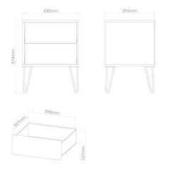 Osaka 2 Drawer Compact Bedside Cabinet In Grey & White (Ready Assembled) - thumbnail 4