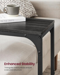 Songmics Industrial C-Shape Side Table, Metal Frame End Table, Sofa Accent Table, Living Room Furniture, Ebonised Oak And Black - thumbnail 5