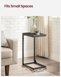 Songmics Industrial C-Shape Side Table, Metal Frame End Table, Sofa Accent Table, Living Room Furniture, Ebonised Oak And Black - thumbnail 4