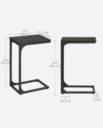 Songmics Industrial C-Shape Side Table, Metal Frame End Table, Sofa Accent Table, Living Room Furniture, Ebonised Oak And Black - thumbnail 2