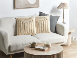 Beliani Set Of 2 Decorative Cushions Tatsoi Cotton 45 X 45 Cm Beige Geometric Pattern - thumbnail 2
