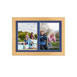 AK Frames 20X14 Light Oak Classic Multi Photo Frame With Blue Mount - Holds 2 Apertures (2X) A4 Photos - thumbnail 1
