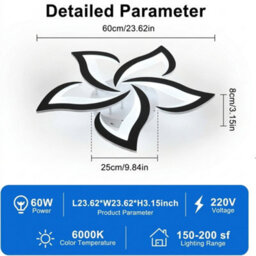 60W Modern Led Ceiling Light Flower Shape Cool White Chandelier Living Room 60Cm - thumbnail 2