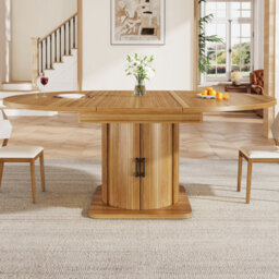 Matteo Extendable Round To Oval Dining Table With Drawers, Dark Brown Mdf - Seats 6 (118-158Cm) - thumbnail 9