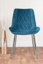 Furniturebox Uk Novara 120Cm Round Dining Table And 6 Blue Pesaro Silver Leg Chairs - thumbnail 5