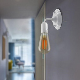 " Industrial Wall Light Vintage Metal Wall Sconce Lamp Led E27 Lighting Fixture White, With Bulb" - thumbnail 4