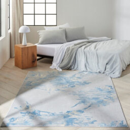 Grey Sky Abstract Modern Floral Rug Easy To Clean Living Room Bedroom And Dining Room -97Cm X 152Cm - thumbnail 1
