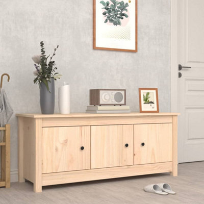Vidaxl Shoe Cabinet 110X38X45.5 Cm Solid Wood Pine - image 1