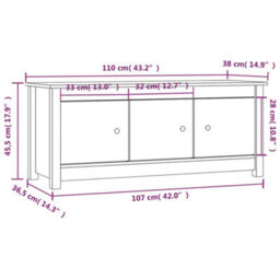 Vidaxl Shoe Cabinet 110X38X45.5 Cm Solid Wood Pine - thumbnail 3