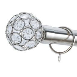 A.unique Home Beaded Gem Metal Extendable Curtain Pole With Rings And Fittings (25/28mm) - Brushed Steel, 180Cm - 340Cm Approx - thumbnail 3