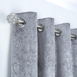 A.unique Home Beaded Gem Metal Extendable Curtain Pole With Rings And Fittings (25/28mm) - Brushed Steel, 180Cm - 340Cm Approx - thumbnail 5
