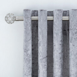 A.unique Home Beaded Gem Metal Extendable Curtain Pole With Rings And Fittings (25/28mm) - Brushed Steel, 180Cm - 340Cm Approx - thumbnail 4