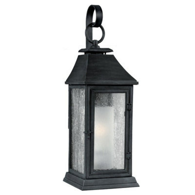 Stylish Outdoor Ip44 Wall Light In Dark Weathered Zinc With Led E27 Bulb