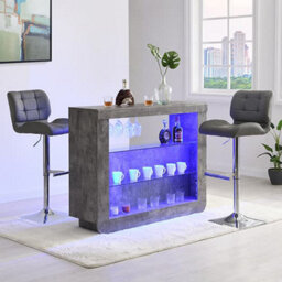 Furniture in Fashion Fiesta Concrete Effect Bar Table With 2 Candid Grey Stools