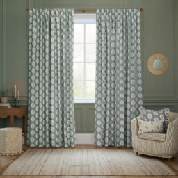 Sanderson Sessile Leaf Printed Room Darkening Pencil Pleat Curtain Pair Delph Blue (W)229Cm X (D)137Cm - thumbnail 2