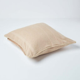 Homescapes Cotton Rajput Ribbed Beige Cushion Cover, 45 X 45 Cm - thumbnail 3