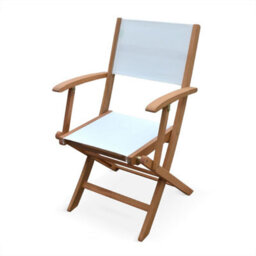 Sweeek - Pair Of Foldable Wooden Garden Chairs Almeria White 54X58.7X89 Cm - thumbnail 8