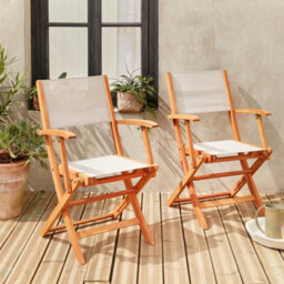 Sweeek - Pair Of Foldable Wooden Garden Chairs Almeria White 54X58.7X89 Cm - thumbnail 5
