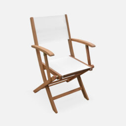 Sweeek - Pair Of Foldable Wooden Garden Chairs Almeria White 54X58.7X89 Cm - thumbnail 3