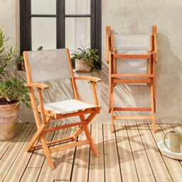 Sweeek - Pair Of Foldable Wooden Garden Chairs Almeria White 54X58.7X89 Cm - thumbnail 7