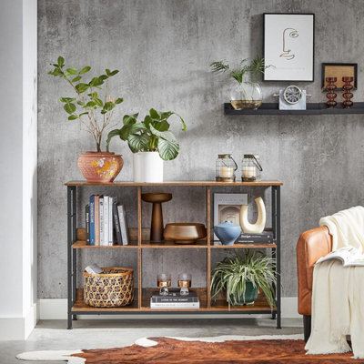 Songmics Industrial Bookcase, Office Storage Shelf, Living Room Display Unit, Bedroom Organizer, Rustic Brown And Black - image 1