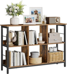 Songmics Industrial Bookcase, Office Storage Shelf, Living Room Display Unit, Bedroom Organizer, Rustic Brown And Black - thumbnail 8