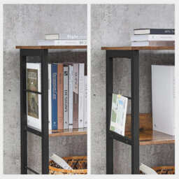 Songmics Industrial Bookcase, Office Storage Shelf, Living Room Display Unit, Bedroom Organizer, Rustic Brown And Black - thumbnail 4