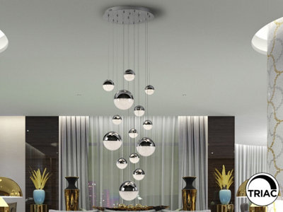 Luminosa Lighting Luminosa Sphere Cluster Pendant Ceiling 14 Light Chrome Led 3000K Dimmable - Uk Stock - image 1