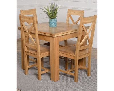 That's Furniture Richmond 90Cm - 150Cm Square Oak Extending Dining Table And 4 Chairs Dining Set With Berkeley Chairs - image 1