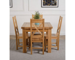 That's Furniture Richmond 90Cm - 150Cm Square Oak Extending Dining Table And 4 Chairs Dining Set With Berkeley Chairs - thumbnail 2