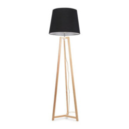 Valuelights Lottie Natural Wood Tripod Floor Lamp With Black Tapered Shade - Led Bulb Included - thumbnail 2