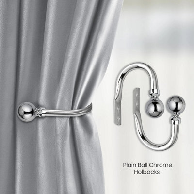 Ameha Stylish Wall-Mounted Curtain Metal Hold Backs Chrome With Decorative Ball Ends Durable And Elegant Tieback Hook Pair - image 1