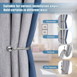 Ameha Stylish Wall-Mounted Curtain Metal Hold Backs Chrome With Decorative Ball Ends Durable And Elegant Tieback Hook Pair - thumbnail 6