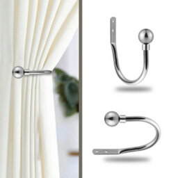 Ameha Stylish Wall-Mounted Curtain Metal Hold Backs Chrome With Decorative Ball Ends Durable And Elegant Tieback Hook Pair - thumbnail 7