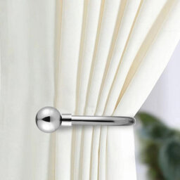 Ameha Stylish Wall-Mounted Curtain Metal Hold Backs Chrome With Decorative Ball Ends Durable And Elegant Tieback Hook Pair - thumbnail 3