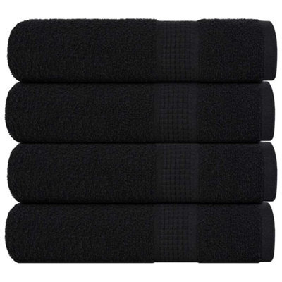 Walplus Hand Towels 4 Pcs Black 50X100 Cm 360 Gsm 100% Cotton - image 1