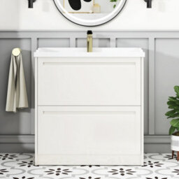 Royal Bathrooms Elmore 800mm Floor Standing 2 Drawer Bathroom Vanity Unit With Traditional Ceramic Basin Sink - Classic White - thumbnail 3