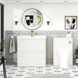 Royal Bathrooms Elmore 800mm Floor Standing 2 Drawer Bathroom Vanity Unit With Traditional Ceramic Basin Sink - Classic White - thumbnail 4