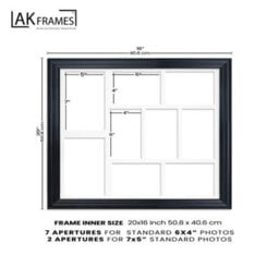 AK Frames 20X16 Dark Grey Classic Multi Photo Frame With Poppy Red Mount - Holds 9 Apertures (2X) 7X5, (7X) 6X4 Photos - thumbnail 4