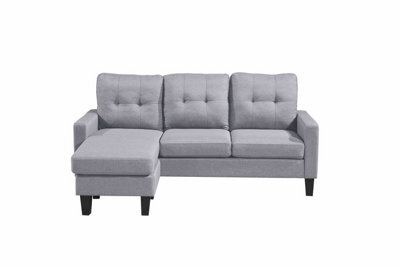 Eco Living Portofino 3 Seater Corner Sofa, Chaise Lounge Furniture With Reversible Ottoman Footstool Or Chaise - Grey - image 1