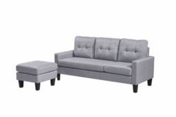 Eco Living Portofino 3 Seater Corner Sofa, Chaise Lounge Furniture With Reversible Ottoman Footstool Or Chaise - Grey - thumbnail 3