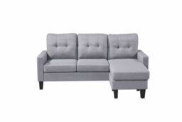 Eco Living Portofino 3 Seater Corner Sofa, Chaise Lounge Furniture With Reversible Ottoman Footstool Or Chaise - Grey - thumbnail 2