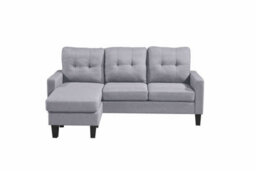 Eco Living Portofino 3 Seater Corner Sofa, Chaise Lounge Furniture With Reversible Ottoman Footstool Or Chaise - Grey - thumbnail 1