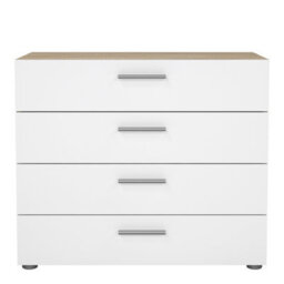 Furniture To Go Pepe Chest Of 4 Drawers In Oak With White High Gloss - thumbnail 2
